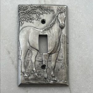 Silver pewter  Horse Design Light Switch Cover